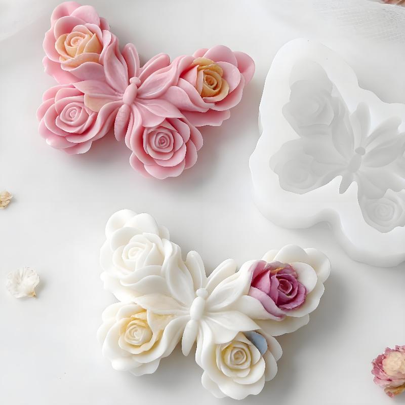 Soap Making Vendors - DIY 장미 나비 모양 실리콘 몰드