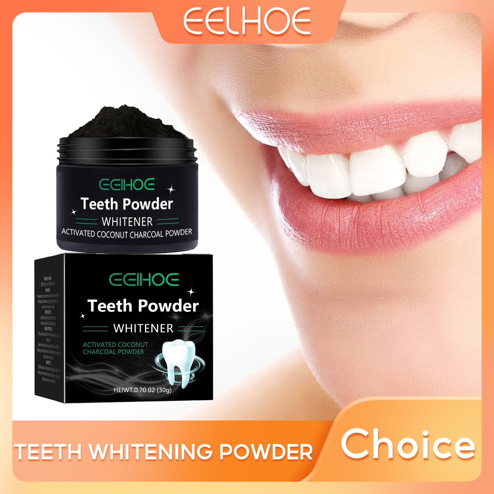 치아 미백 제품을위한 EELHOE 숯 분말 얼룩 제거  - Activated Charcoal Powder 리뷰 및 가격