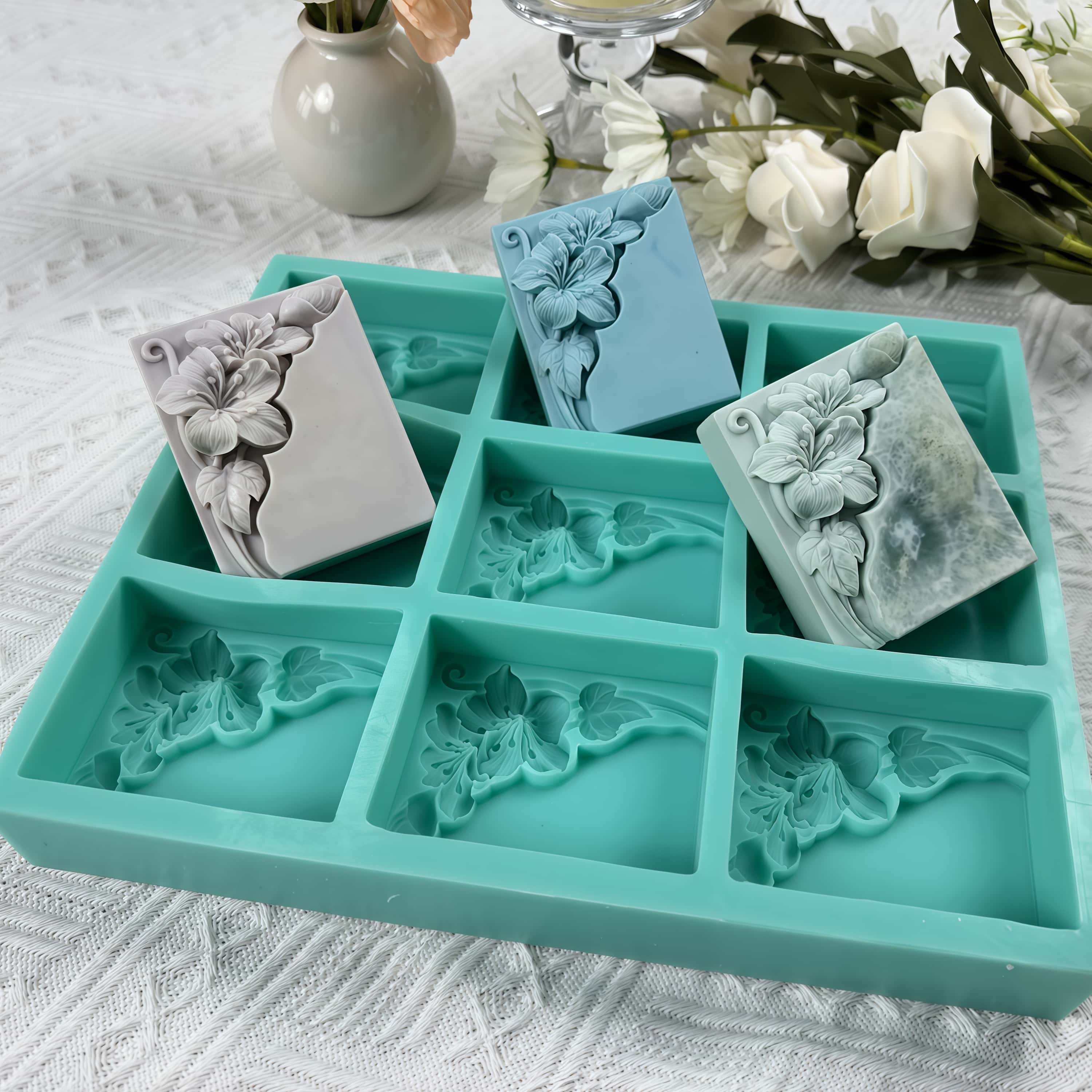 9구 탄광 꽃 비누 몰드, 천연 비누 제작용 꽃무늬 실 - Soap Making Vendors 리뷰 및 가격