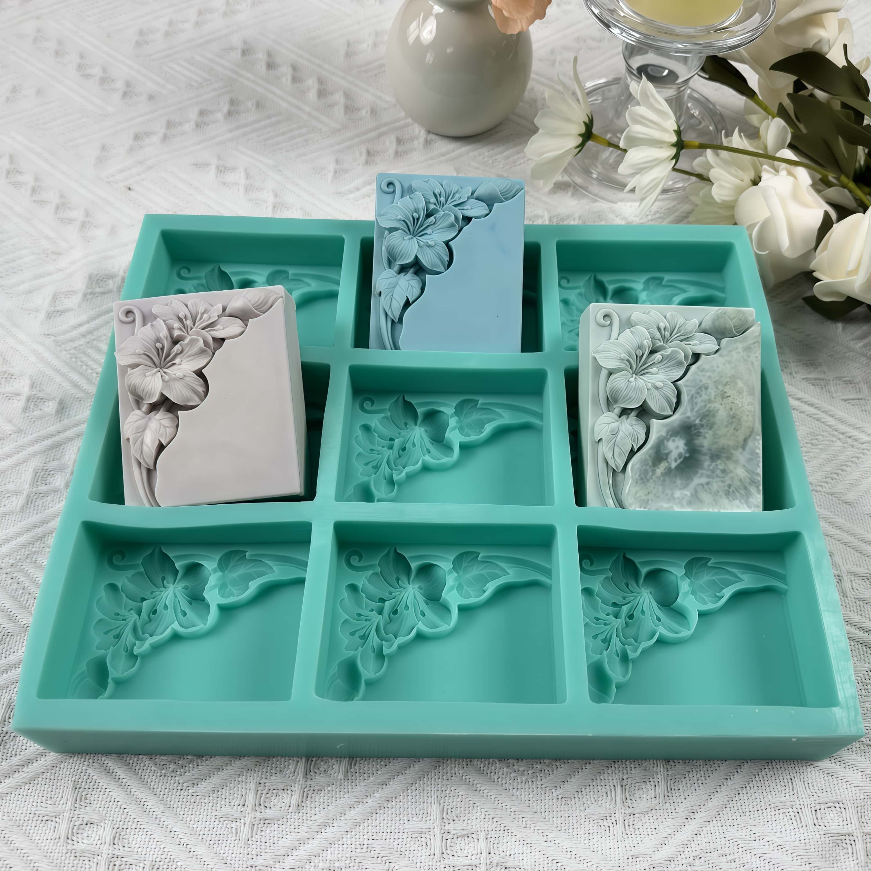 9구 탄광 꽃 비누 몰드, 천연 비누 제작용 꽃무늬 실 - Soap Making Vendors 리뷰 및 가격