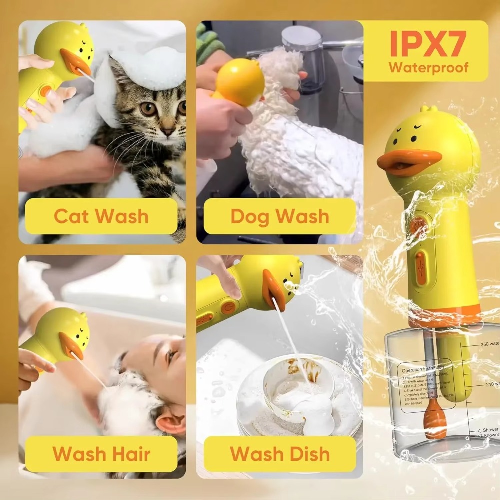 귀여운 오리 모양 애완동물 세척기 USB 충전 타입-C - Soap Making Machine 리뷰 및 가격